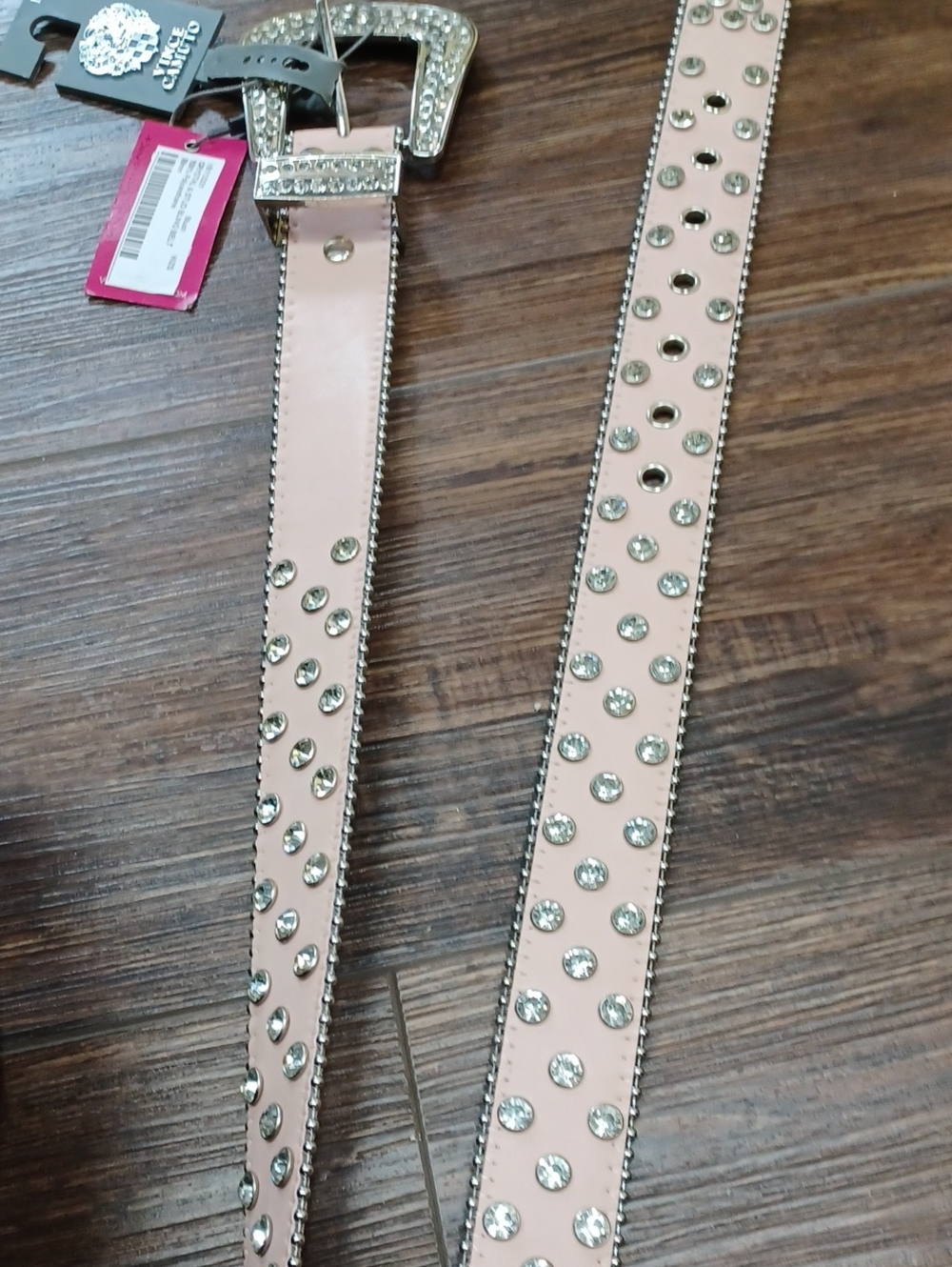 Blush Pink Rhinestone-Embellished Women's Belt